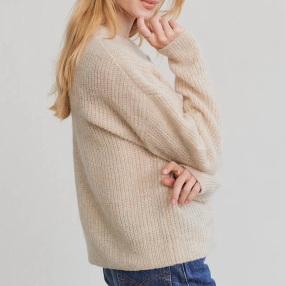 NWOT Jenni Kayne Hayes Cardigan Sand M Neutral Chunky Knit Minimalist - Picture 3 of 9